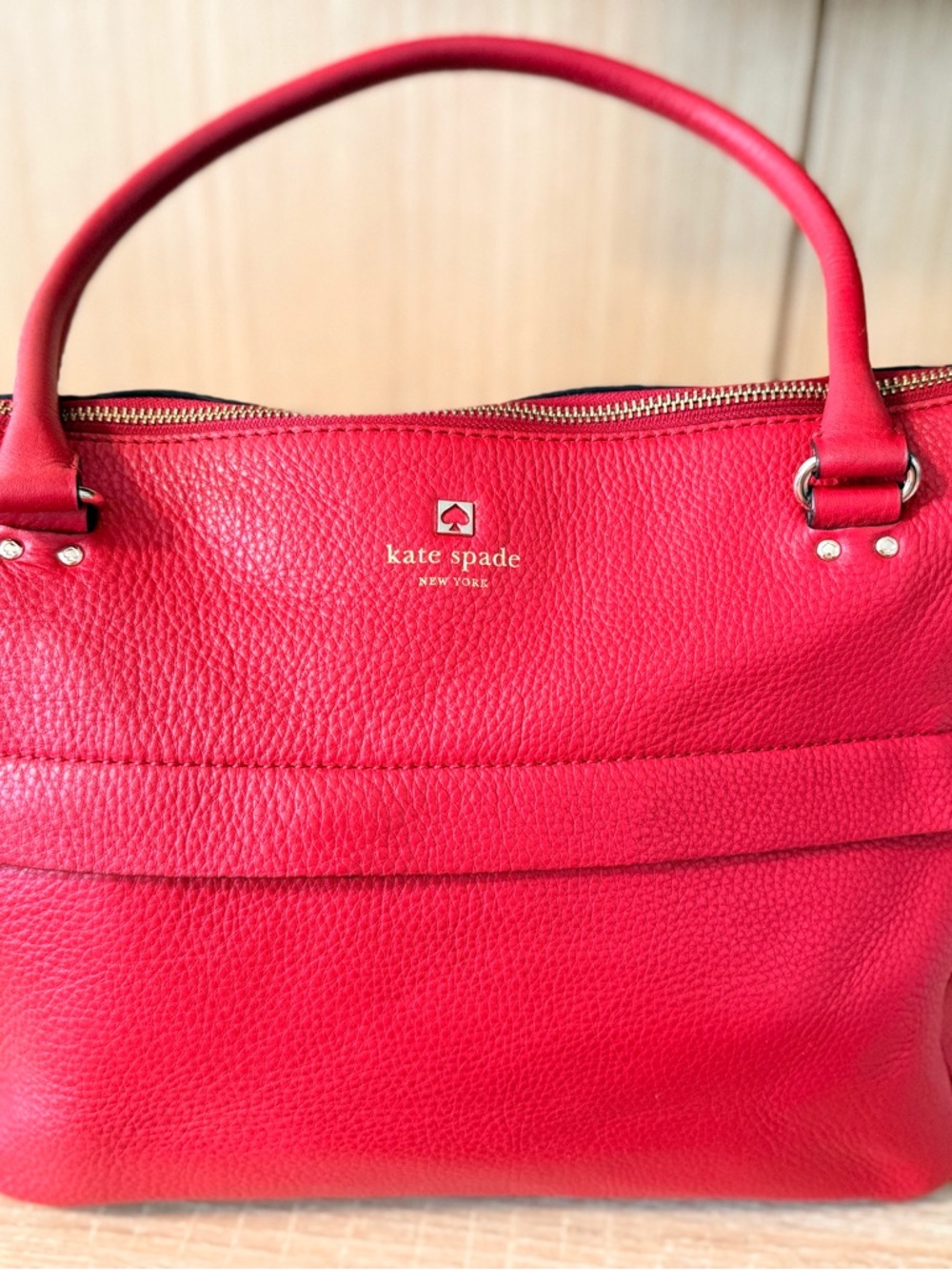 kate spade red pebbled leather tote